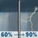 Monday: A chance of thunderstorms, then showers and possibly a thunderstorm after 8am. High near 90. Chance of precipitation is 90%. Monday: A chance of thunderstorms, then showers and possibly a thunderstorm after 8am. High near 90. Chance of precipitation is 90%.